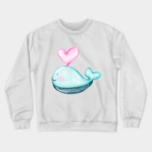 lovely whale in the ocean Crewneck Sweatshirt